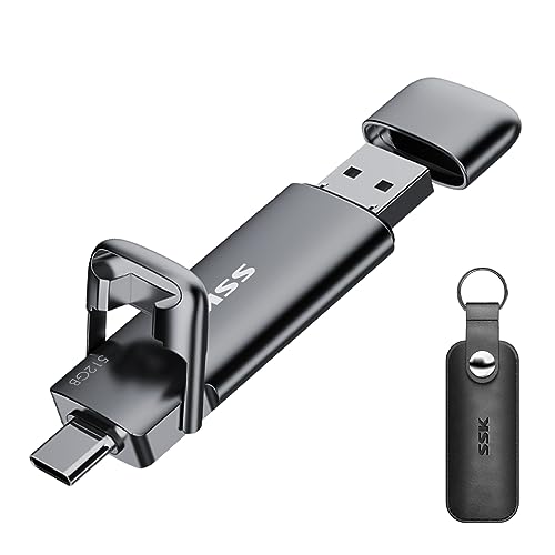SSK 512GB USB C Flash Thumb Drive up to 550MB/s Dual USB C+A Memory Stick