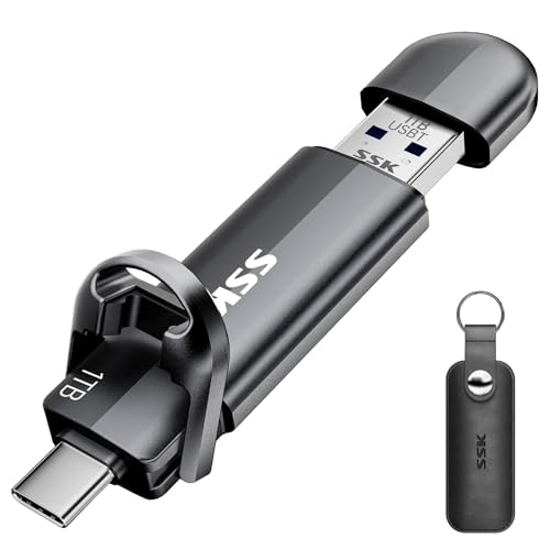 SSK 1TB USB C Flash Thumb Drive up to 550MB/s Dual USB C+A Memory Stick